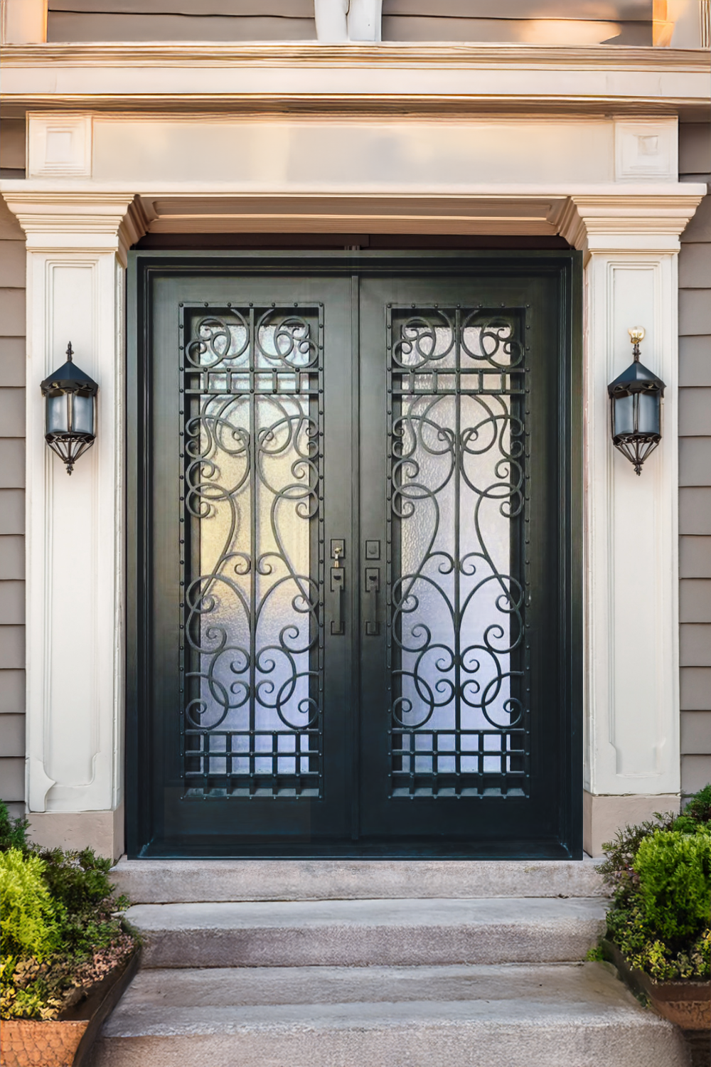 double wrought iron front doors