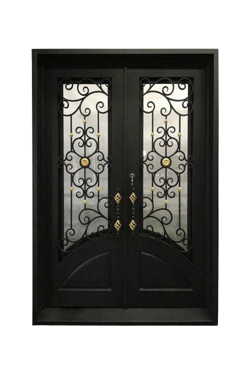 Gilded Flower Double Iron Door – Ornate Floral Design with Luxury Detailing