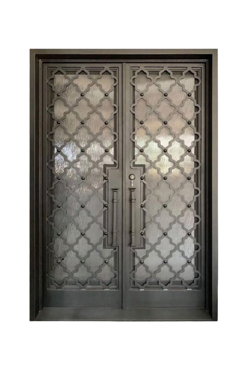 Arpels Quatrefoil Double Iron Door – Symmetrical Ironwork with Ornate Detailing