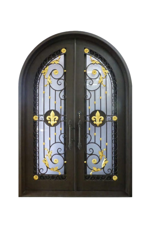 Fleur de Lis Gilded Arch Double Iron Door – Classic Symmetry by Nationwide Iron Works