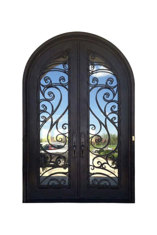 Santorini Arched Double Iron Door – Mediterranean-Inspired Design by Nationwide Iron Works