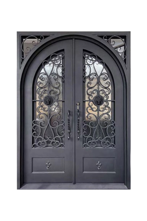 Lion's Den Archway Double Iron Door – Regal Iron Design with Custom Features