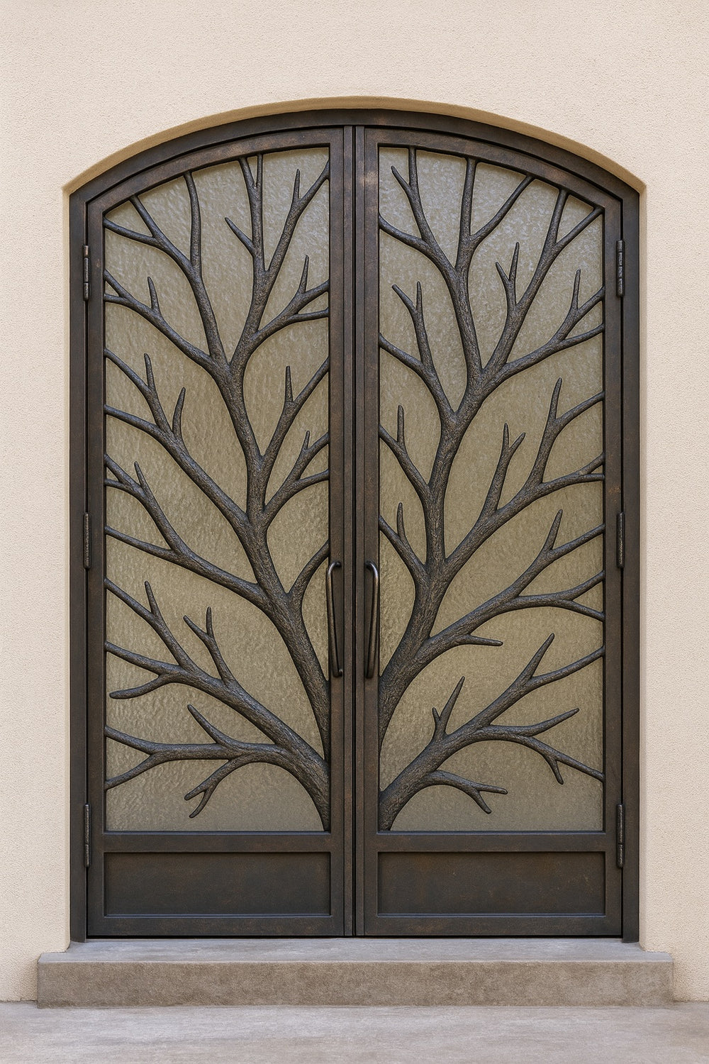 Custom iron doors adding curb appeal to contemporary house”