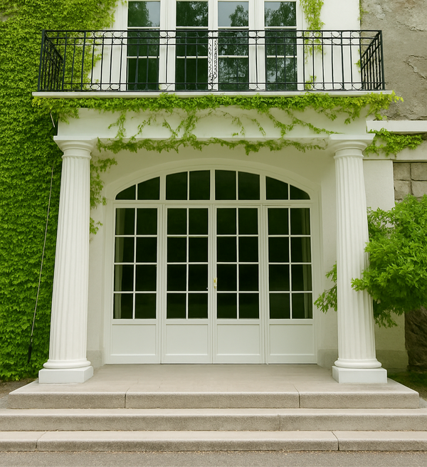 french iron doors with divided-light design for exterior entry