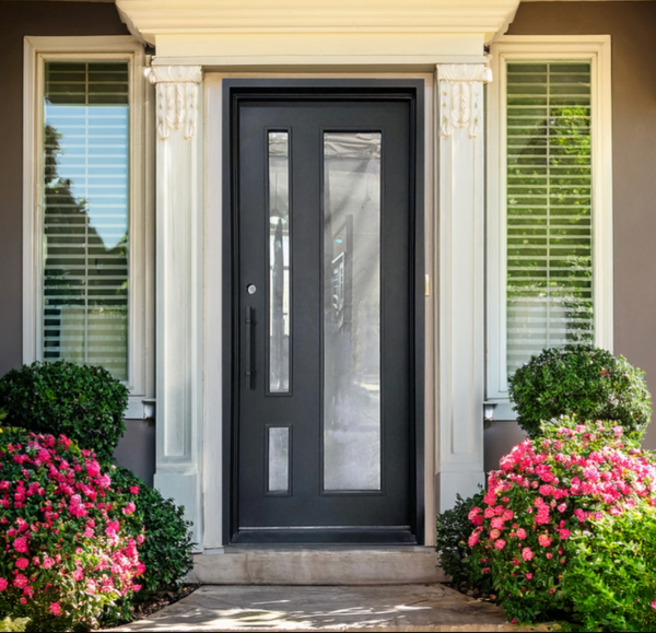 Simple iron door with narrow sightline perimeter