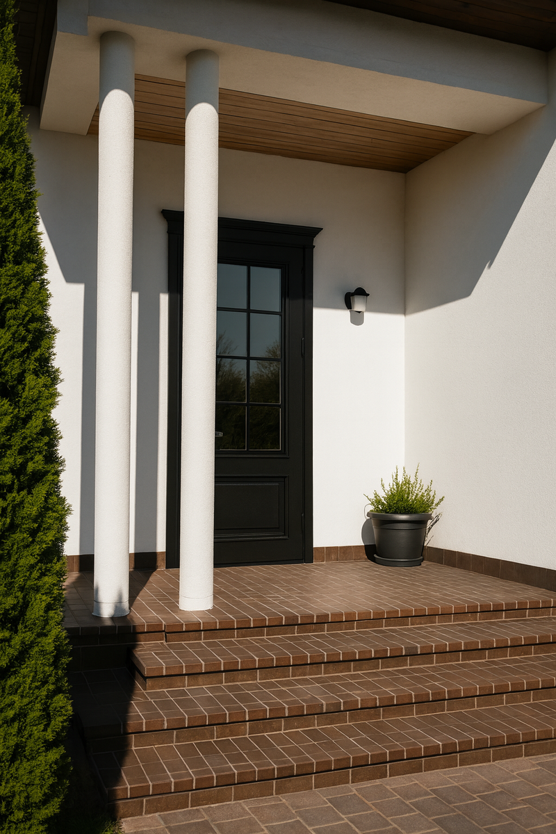 Single iron door with clear Low-E glass and narrow sightlines