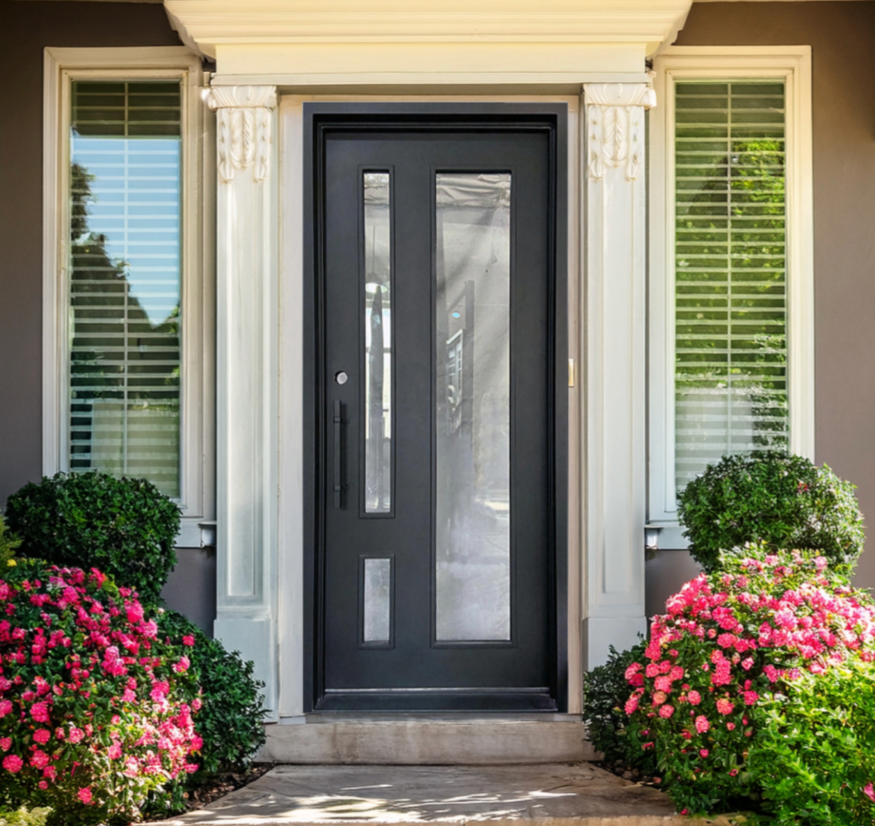 Single front iron door in matte black finish